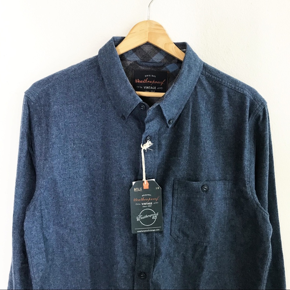 NWT Weatherproof Men’s Blue Soft Flannel Shirt - Picture 5 of 7